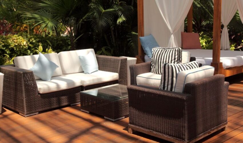 A balcony furniture set.