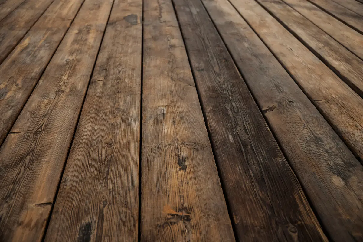 A timber wood flooring with a split appearance.