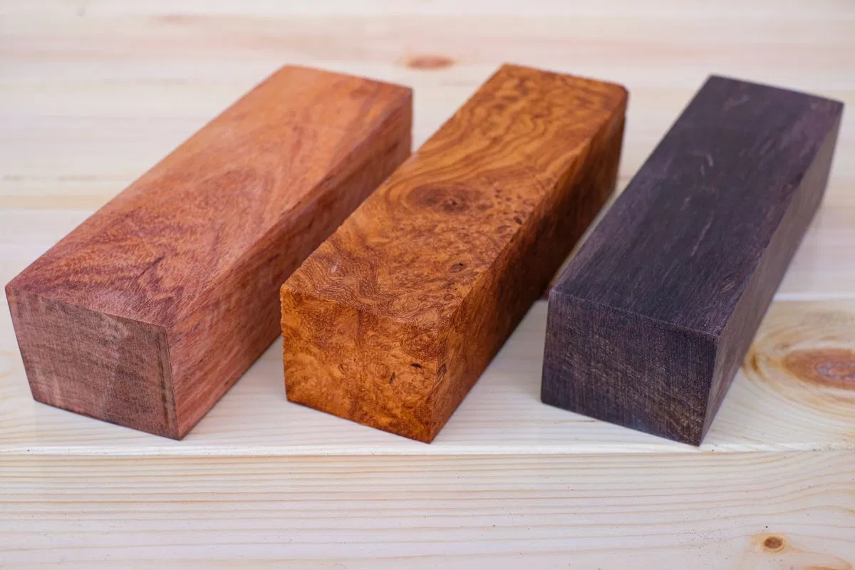 Exotic woods have different colors and patterns and come from other parts of the world.