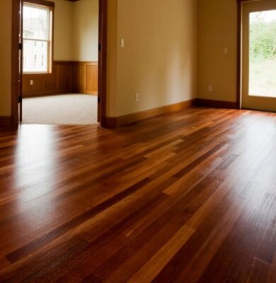 A house that has a mahogany floor.