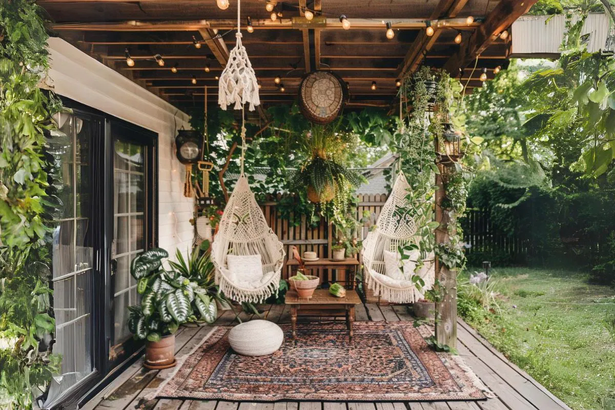 Infuse bohemian charm into your deck with a pergola featuring hanging macrame planters. This will add a whimsical and artistic touch while showcasing your favorite plants in a unique and eye-catching way.