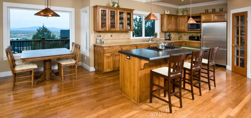 The house has wooden furniture.