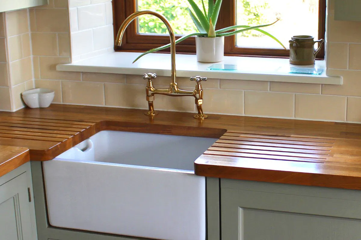 A stylish wooden countertops.