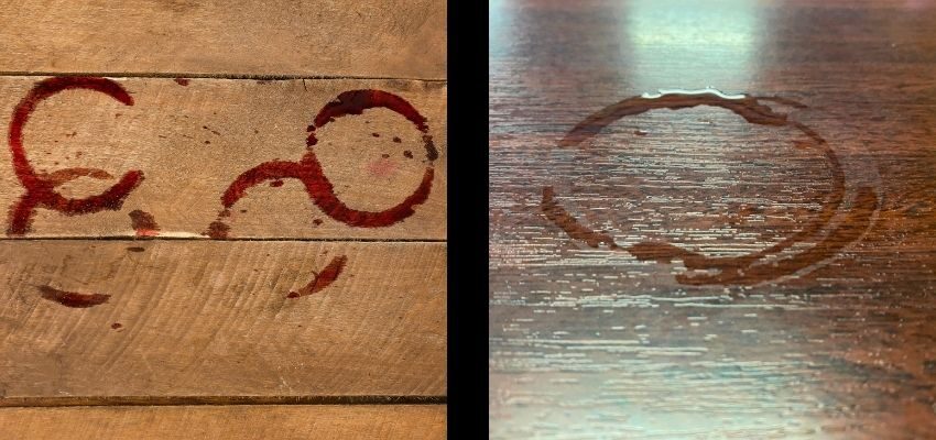 The tables have a wood stain.