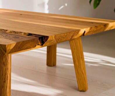 Beautiful clean wooden table with natural live edge, the desired result after learning how to clean a sticky wooden table properly.
