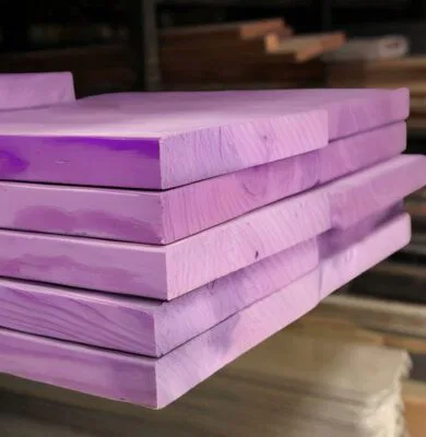 The hardwood comes from a Purpleheart wood tree.