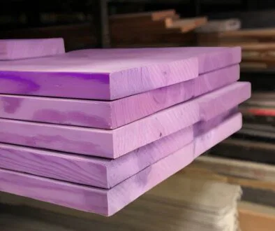 The hardwood comes from a Purpleheart wood tree.