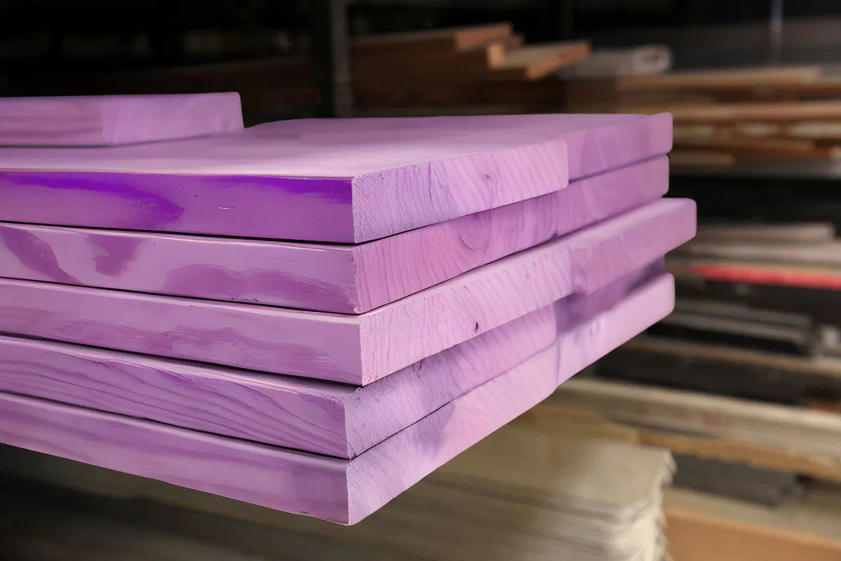 The hardwood comes from a Purpleheart wood tree.