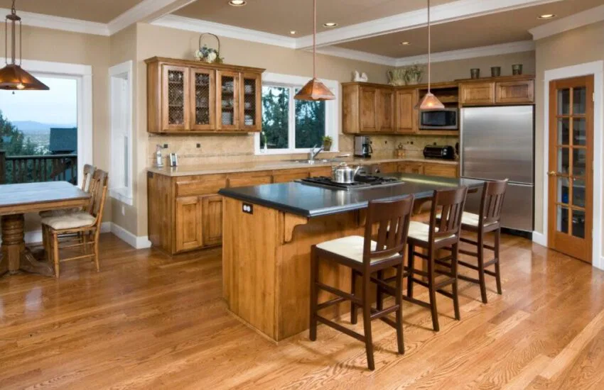 Wood floors bring a timeless beauty that suits various kitchen styles, from rustic to modern.