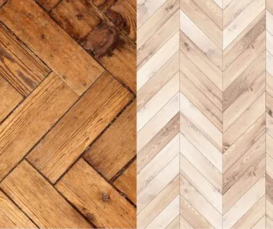 The chevron and herringbone flooring.