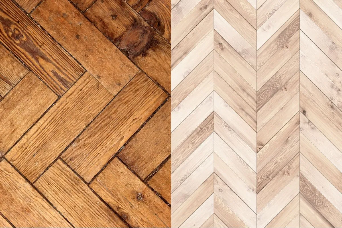 The chevron and herringbone flooring.