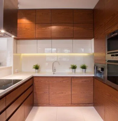 The homeowner uses the best wood for the kitchen cabinets.
