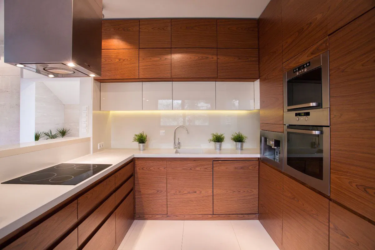 The homeowner uses the best wood for the kitchen cabinets.