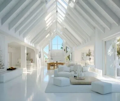 The house has a cathedral ceiling.