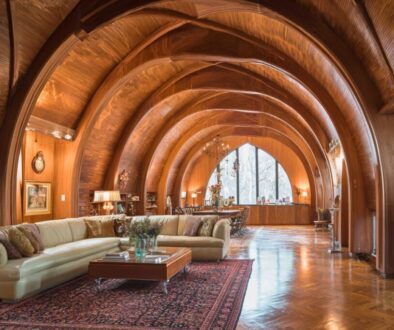 The house has a vaulted ceiling.