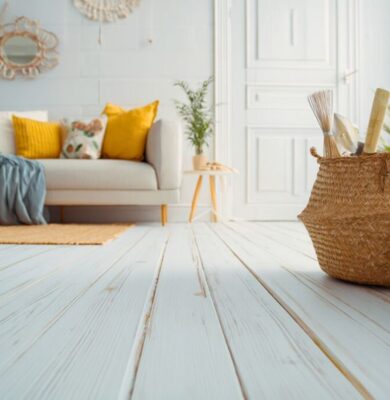 The house has newly painted wooden floors.