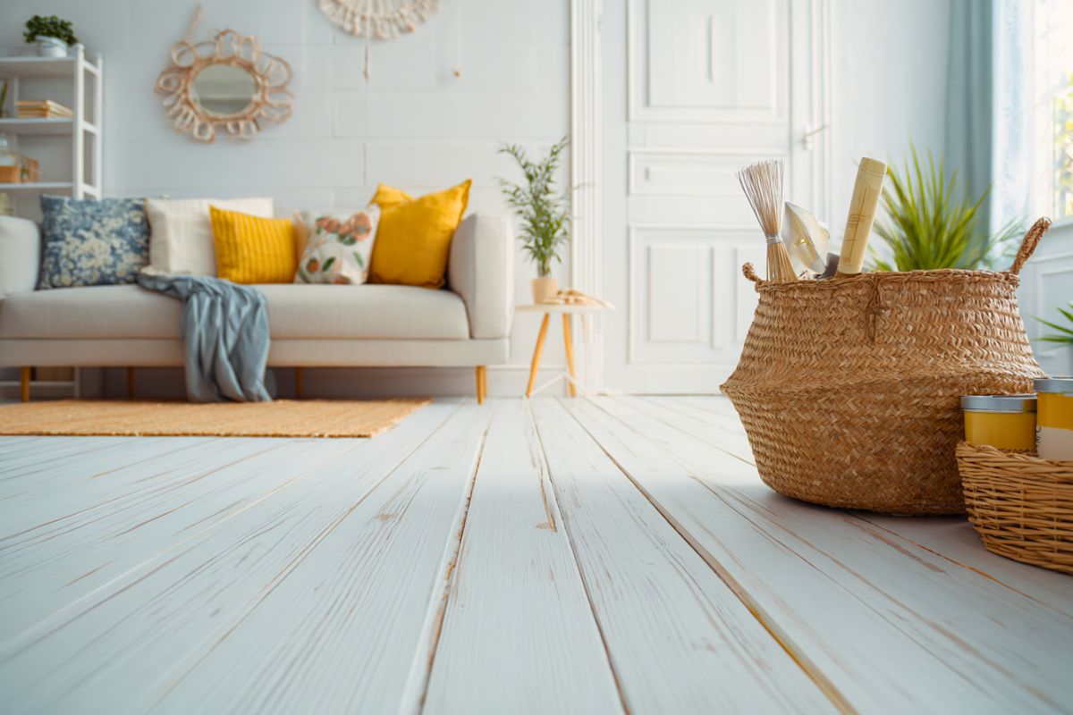 how to paint wood floors (2) The house has newly painted wooden floors.