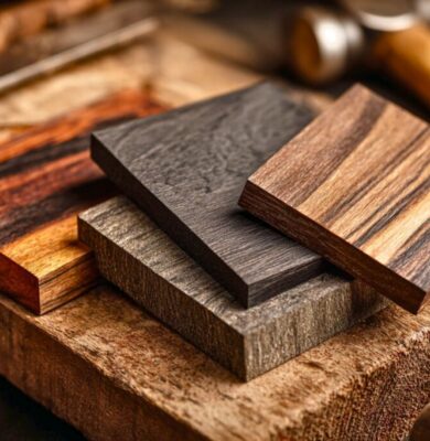 Dark wood types are admired for their rich tones, dramatic grains, and inherent strength.