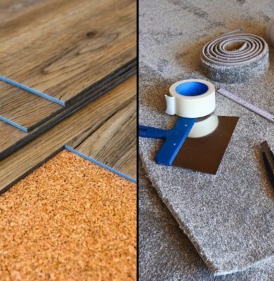 The photos show vinyl and carpet flooring.